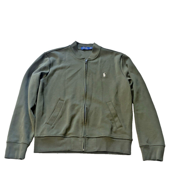 Polo Ralph Lauren Men's Double Knit Bomber Jacket Size M Olive Green Long Sleeve - Picture 2 of 6